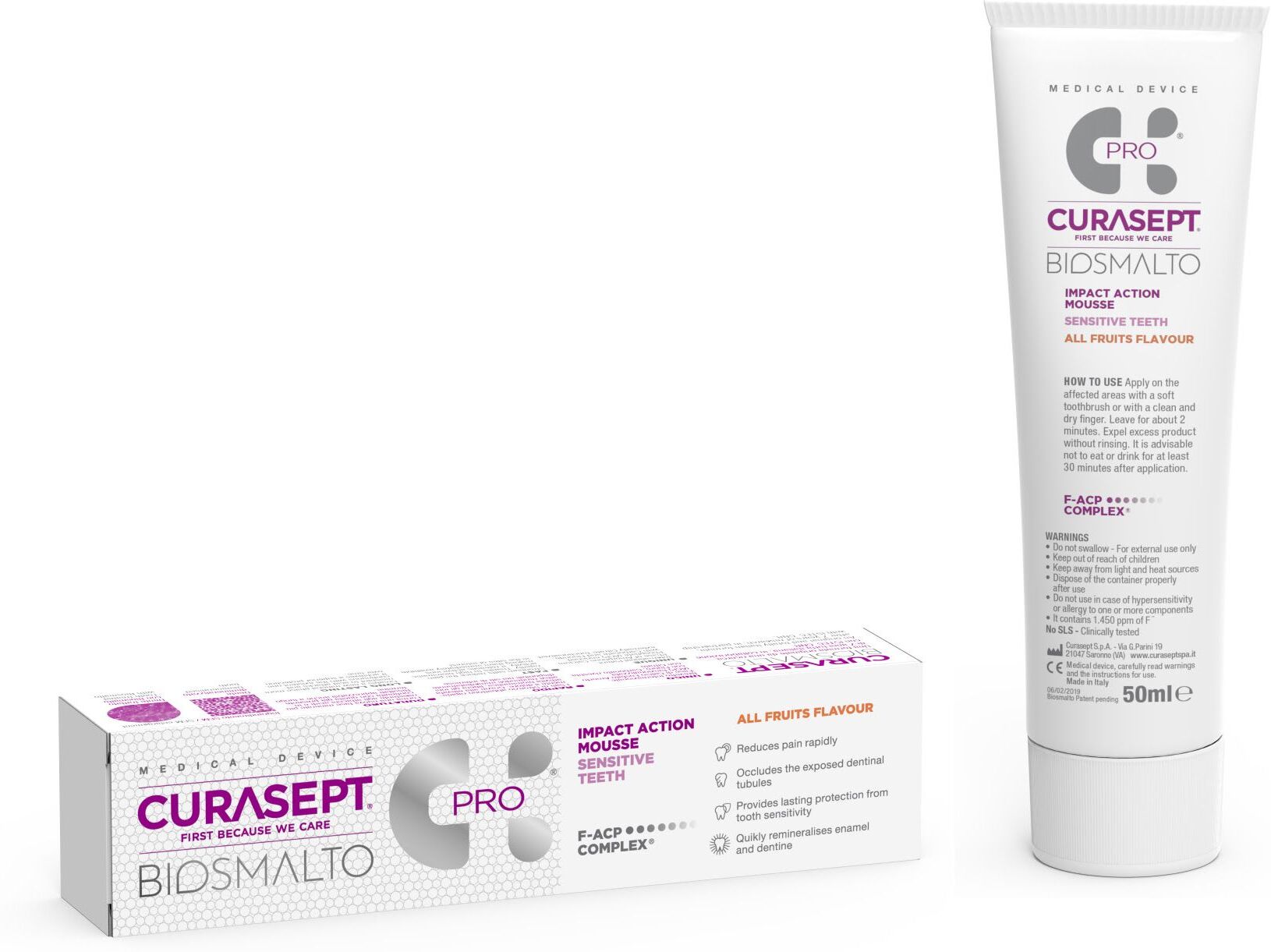 curasept biosmalto mousse denti sensibili 50ml