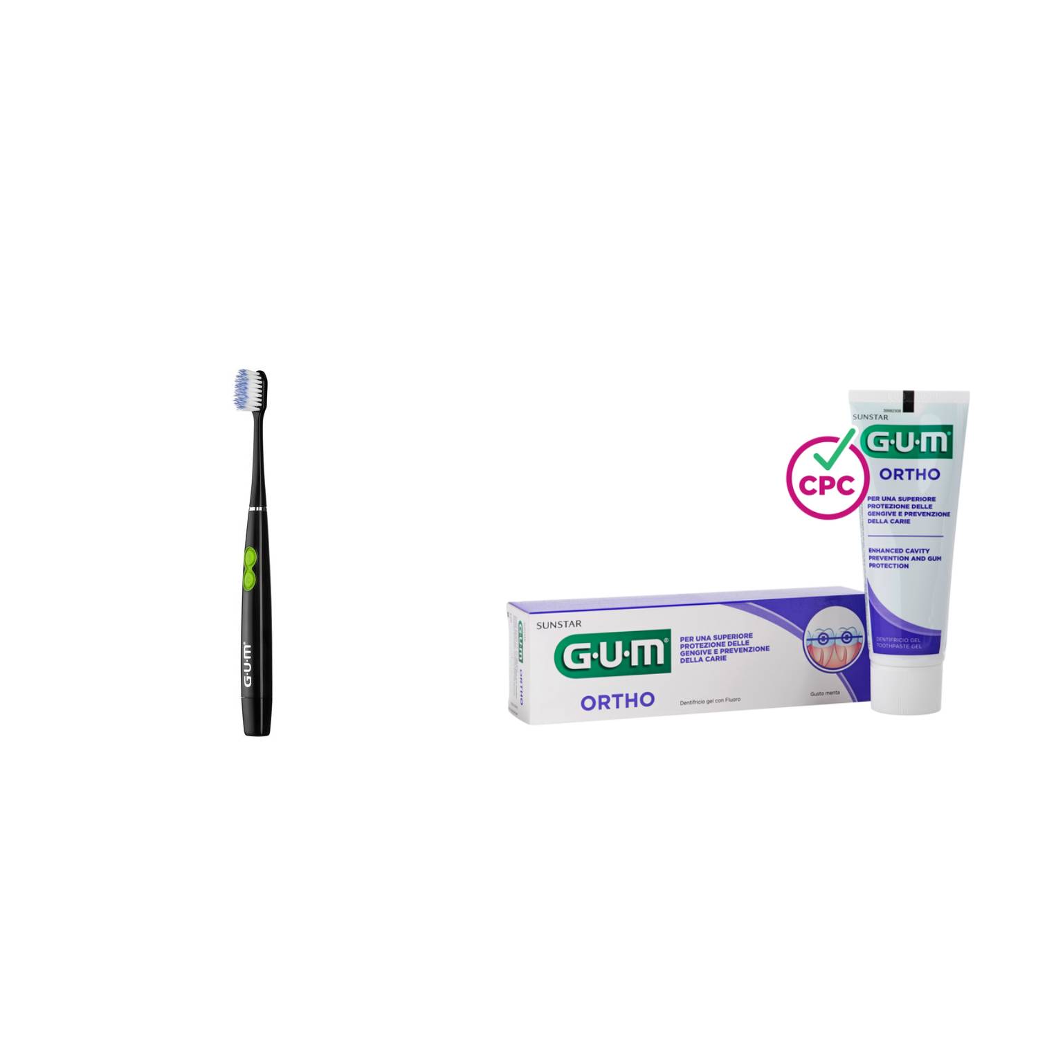 Gum Kit Pulizia Allineatori 1 Spazzolino A Batteria + 2 Dentifrici 12ml