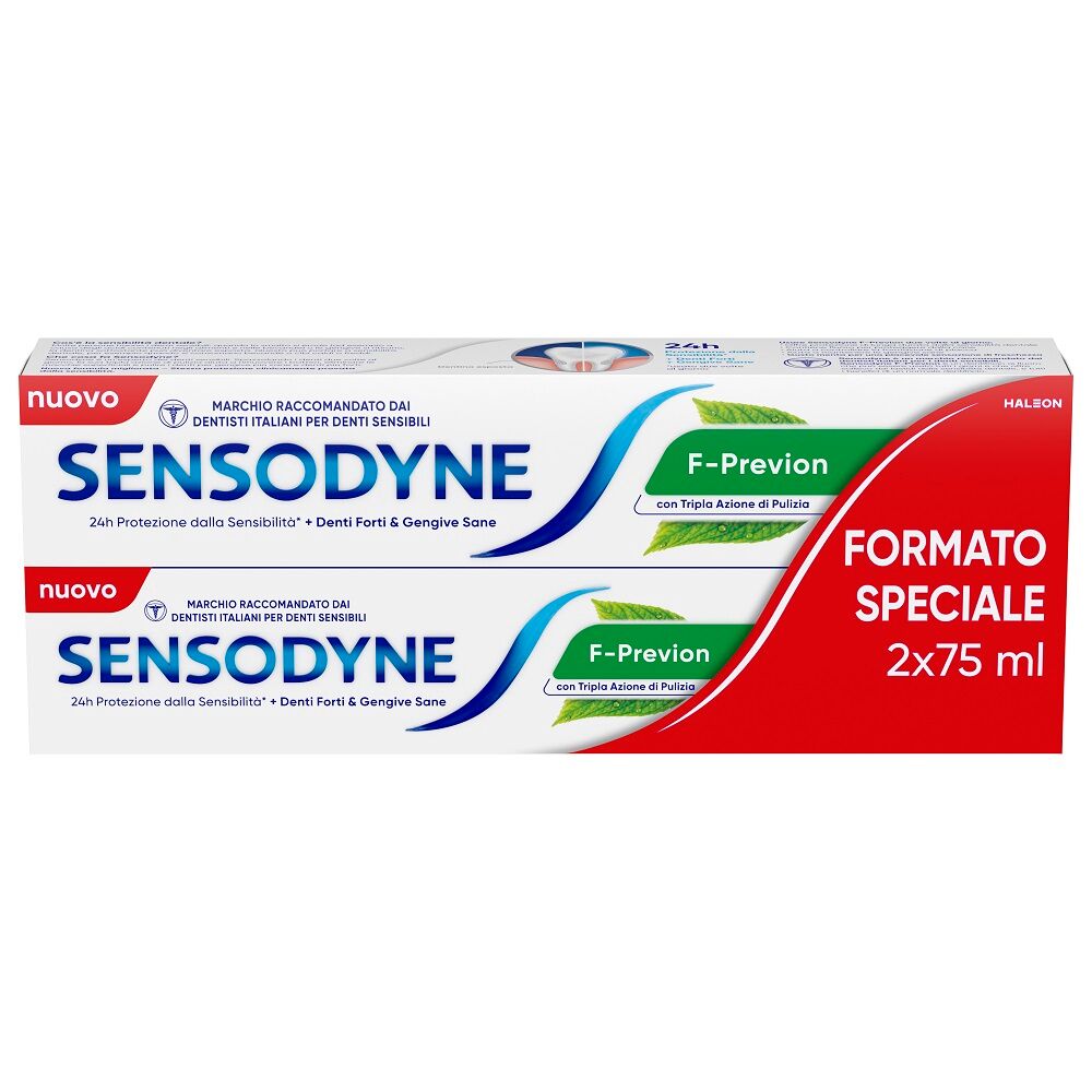 Sensodyne F-previen Dentifricio Denti Sensibili Gusto Menta Fresca 2x75ml