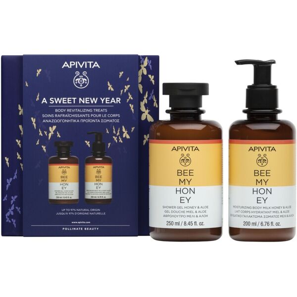 apivita cofanetto natale gel doccia e latte idratante corpo bee my honey 2 pezzi