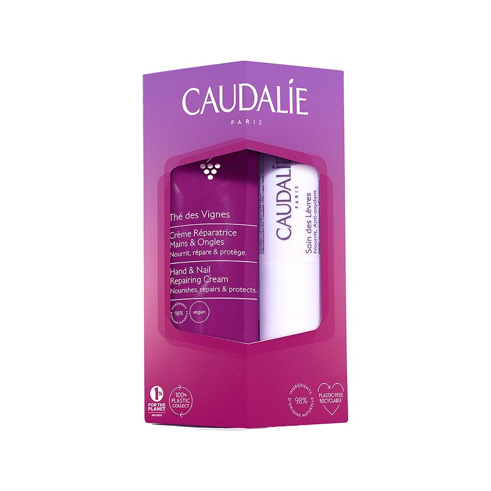 Caudalie The Des Vignes Duo Crema Mani Riparatrice 30ml + Stick Labbra 4,5g