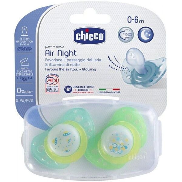 chicco succhietto air lum silicone 0-6 mesi 2 pezzi