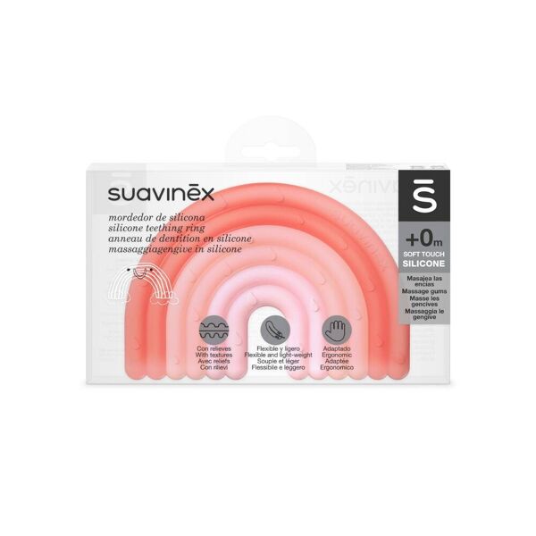 suavinex anello dentizione silicone +0 mesi arcobaleno rosa 1 pezzo