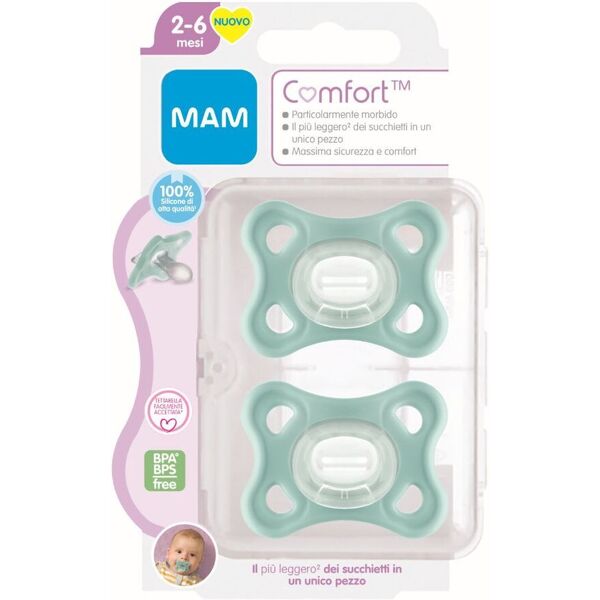 mam comfort succhietto silicone 2-6 mesi colore neutro 2 pezzi