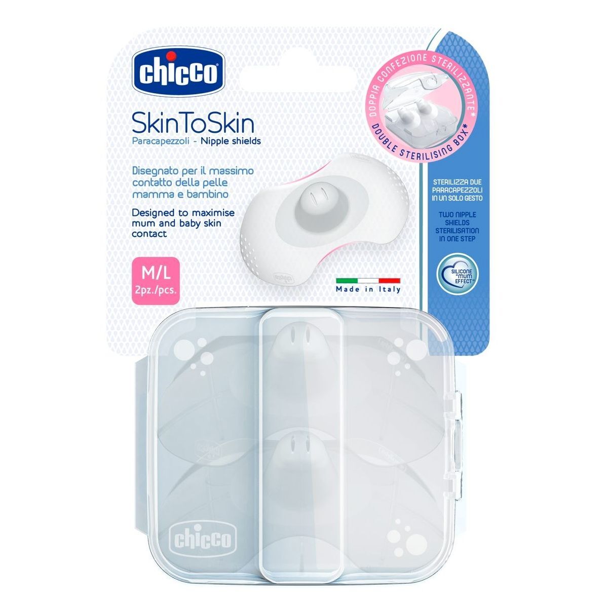 Chicco Skin To Skin Paracapezzoli Silicone Large 2 Pezzi