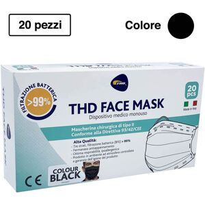 Thd Mascherine Chirurgiche Total Black Nere 20 Pezzi