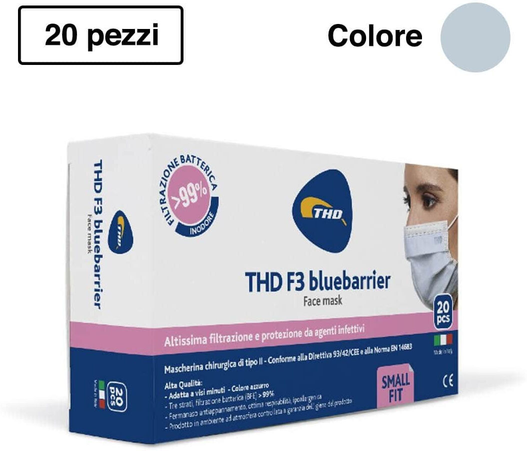 thd mascherina chirurgica f3 bluebarrier multi small 20 pezzi