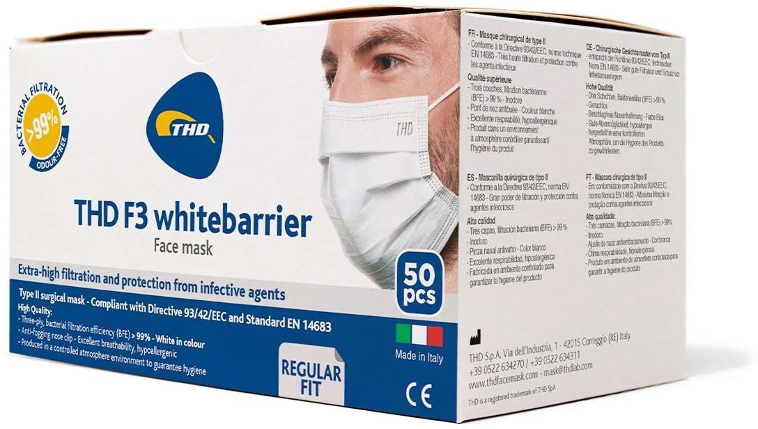 Thd Mascherina Chirurgica F3 Whitebarrier Multi Regular 50 Pezzi