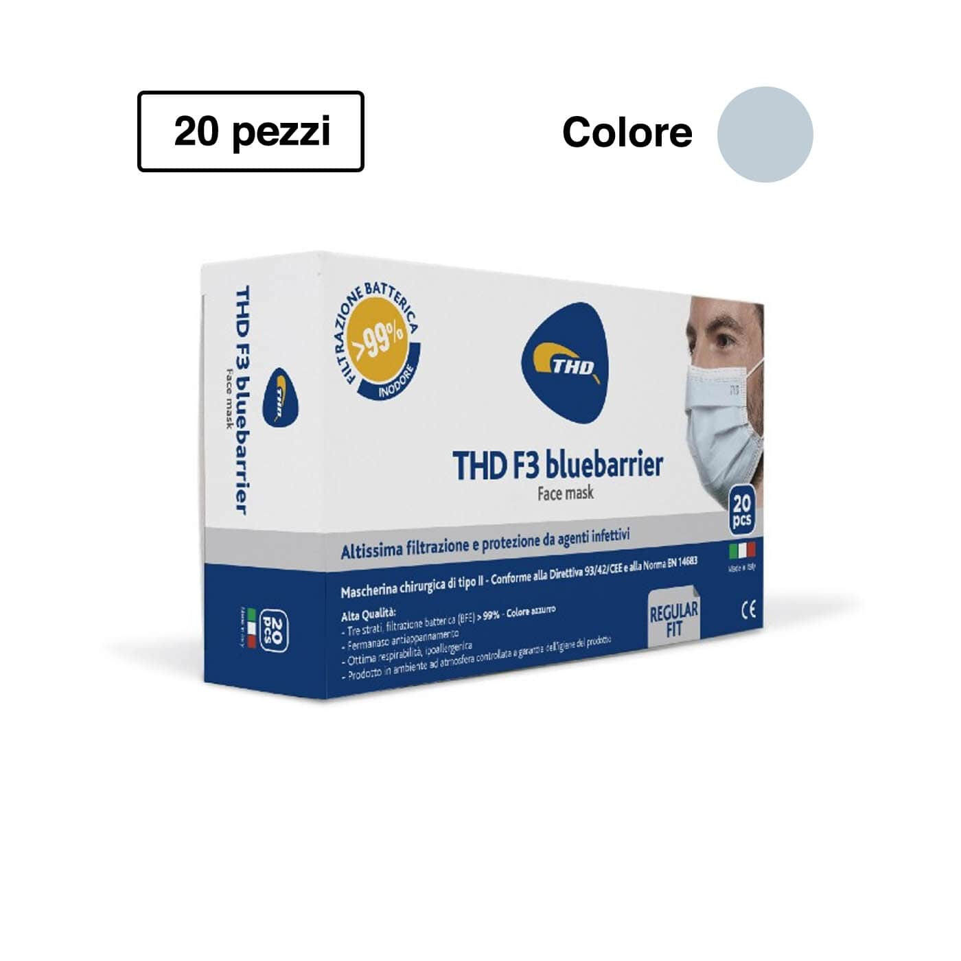 Thd Mascherina Chirurgica F3 Bluebarrier Multi Regular 20 Pezzi