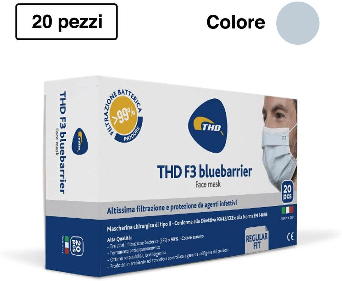 Thd Mascherina Chirurgica F3 Bluebarrier Multi Regular 20 Pezzi