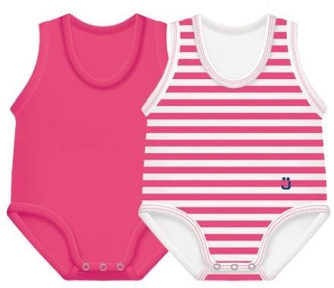 Jbimbi J-Bimbi Body 0-36 mesi Estate Cotone Bio Righe e Tinta unita colore fucsia 2 pezzi