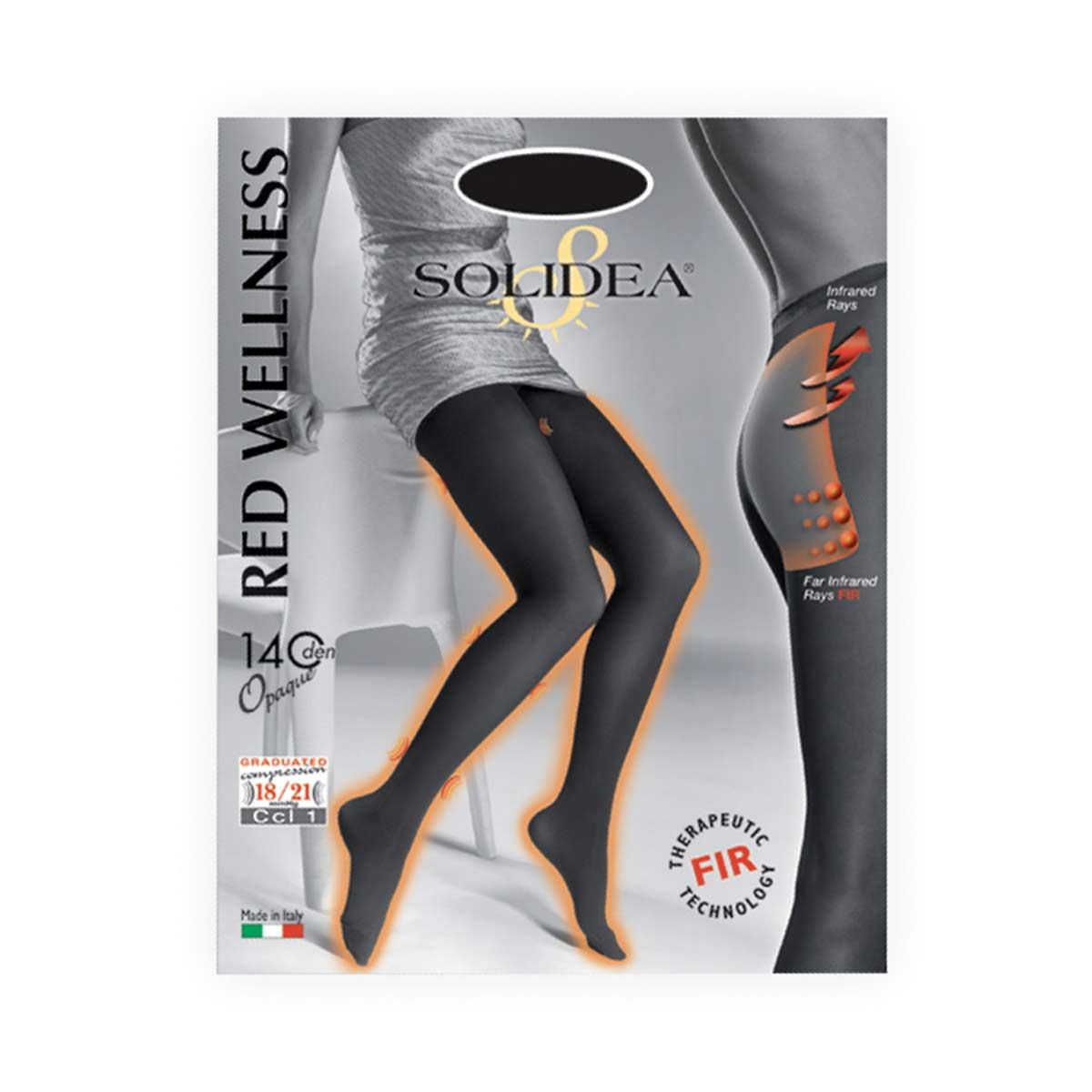 Solidea Red Wellness 140 Opaque Collant Modellante Nero Taglia 3ml