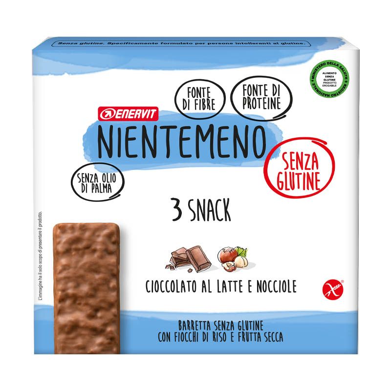 Enervit Nientemeno Snack Barretta Proteica Cioccolato Al Latte E Nocciole 3x21g