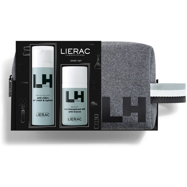 lierac homme cofanetto uomo fluido antietà 50ml + deodorante 50ml+ pochette