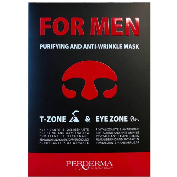 perderma kit for men maschera viso zona t purificante + occhi antiage 2 pezzi