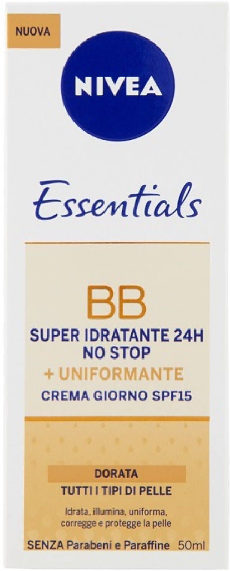 nivea essentials bb super idratante + uniformante crema giorno spf15 dorata 50ml