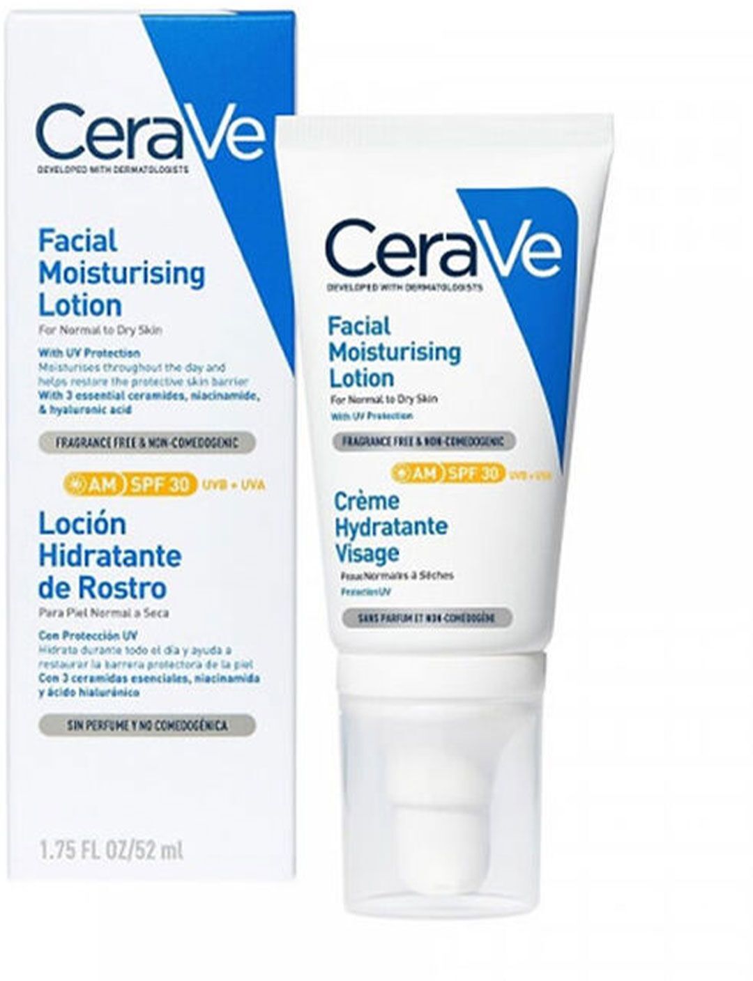 cerave crema viso idratante spf30 24 ore con acido ialuronico 52ml