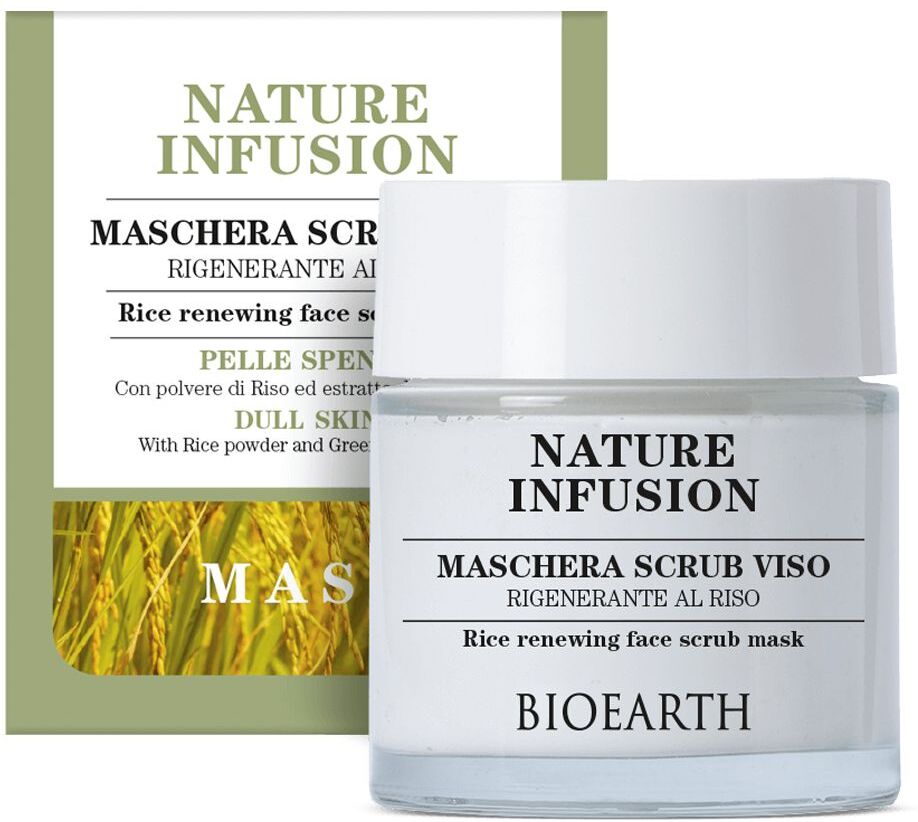 bioearth nature infusion maschera scrub viso rigenerante riso pelle spenta 100ml