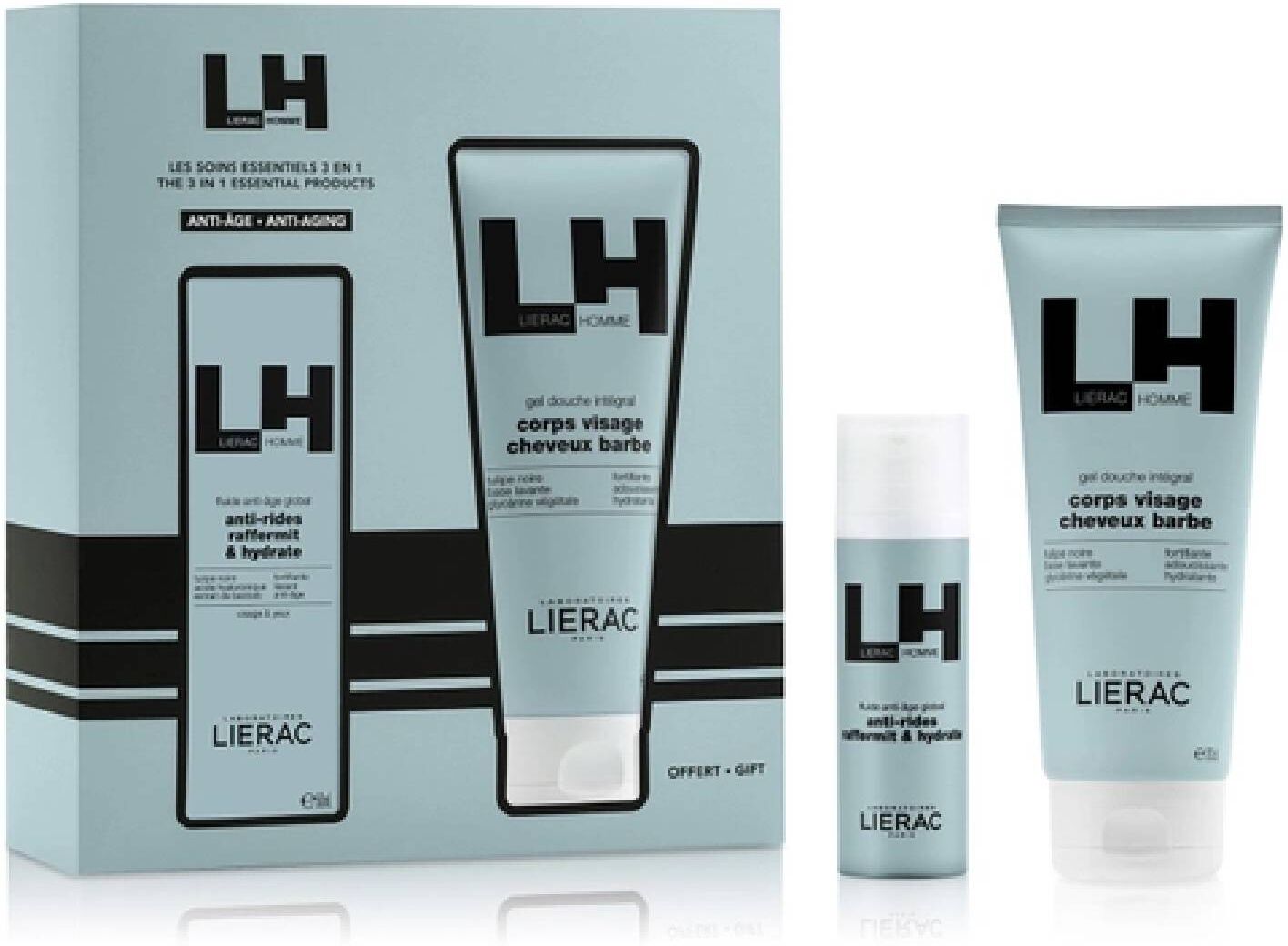 Lierac Homme Cofanetto Fluido Anti-età Globale 50ml + Gel-doccia Multifunzione 200ml