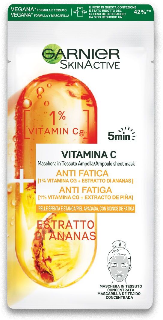 Garnier Maschera In Tessuto Ampolla Anti Fatica Vitamina C Per Pelli Spente E Stanche 15g