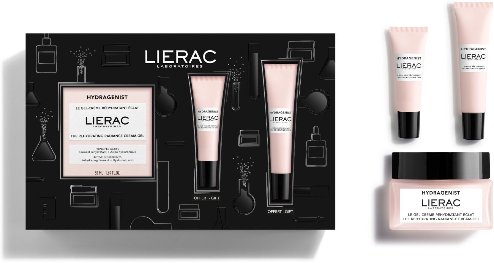 Lierac Cofanetto Hydragenist Gel Crema 50ml + Siero 15ml + Occhi 7,5ml