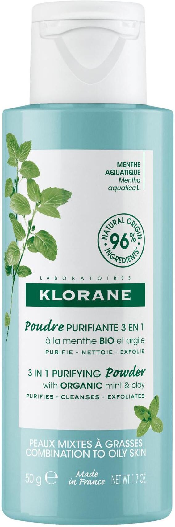 Klorane Polvere Purificante 3 In 1 Alla Menta Bio E All'argilla 50g