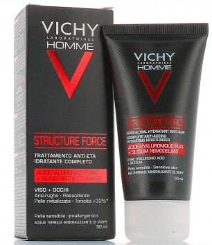 Vichy Homme Trattamento Anti-età Structure Force Viso + Occhi Con Acido Salicilico E Ialuronico Ristrutturante 50ml