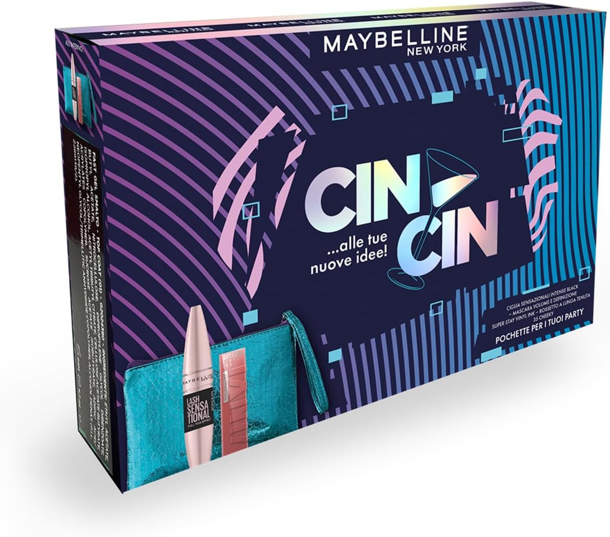 maybelline new york cofanetto cin cin mascara + vinyl 35 + pochette