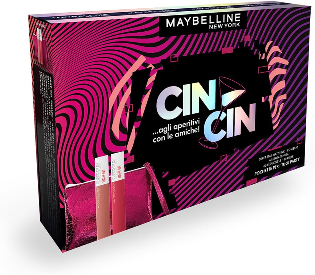 maybelline new york cin cin cofanetto matte ink labbra + pochette