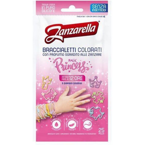 zanzarella z-protection braccialetti princess antizanzare 25 pezzi