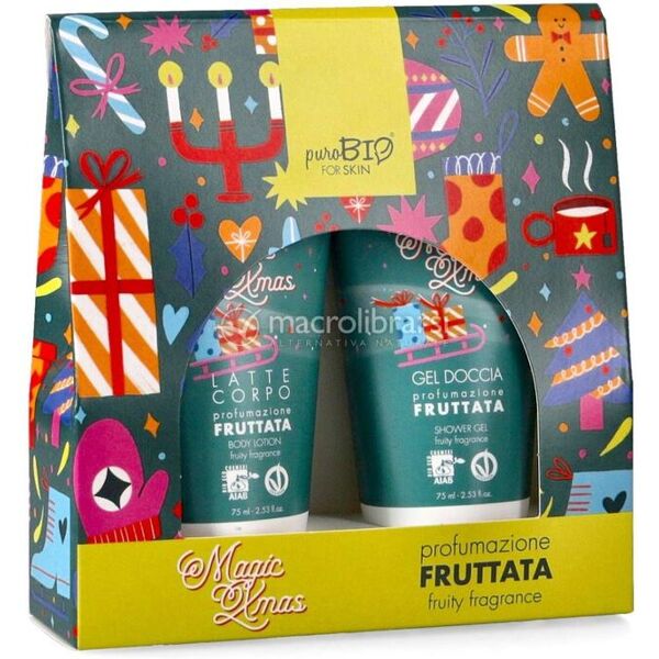 purobio kit gel doccia e latte corpo fruttato 75ml