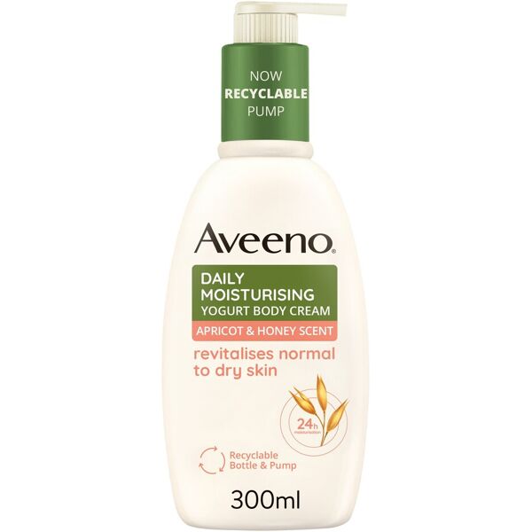 aveeno crema corpo idratante allo yogurt daily moisturising profumo di miele e albicocca 300ml