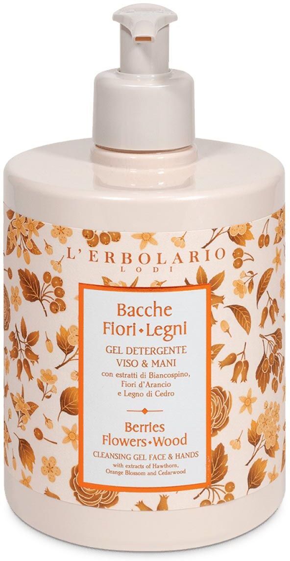 l'erbolario bacche fiori legni detergente viso e mani 500ml