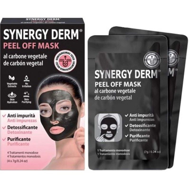 synergy derm maschera viso carbone vegetale 4 trattamenti monodose 7g