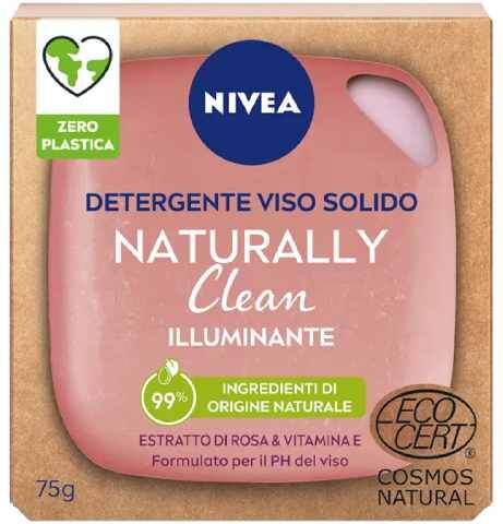 nivea naturally clean detergente viso solido illuminante 75g