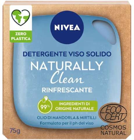 nivea naturally clean detergente viso solido rinfrescante 75g