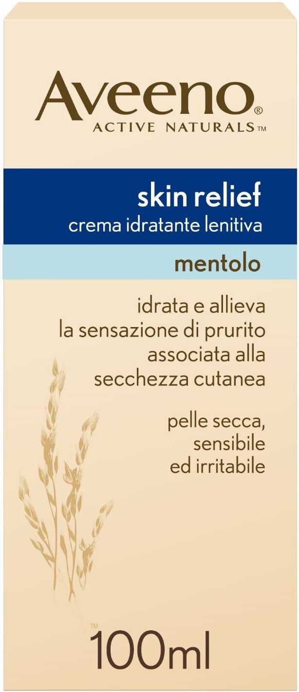 Aveeno Crema Idratante Lenitiva, Skin Relief, Mentolo, Pelli Secche 200ml