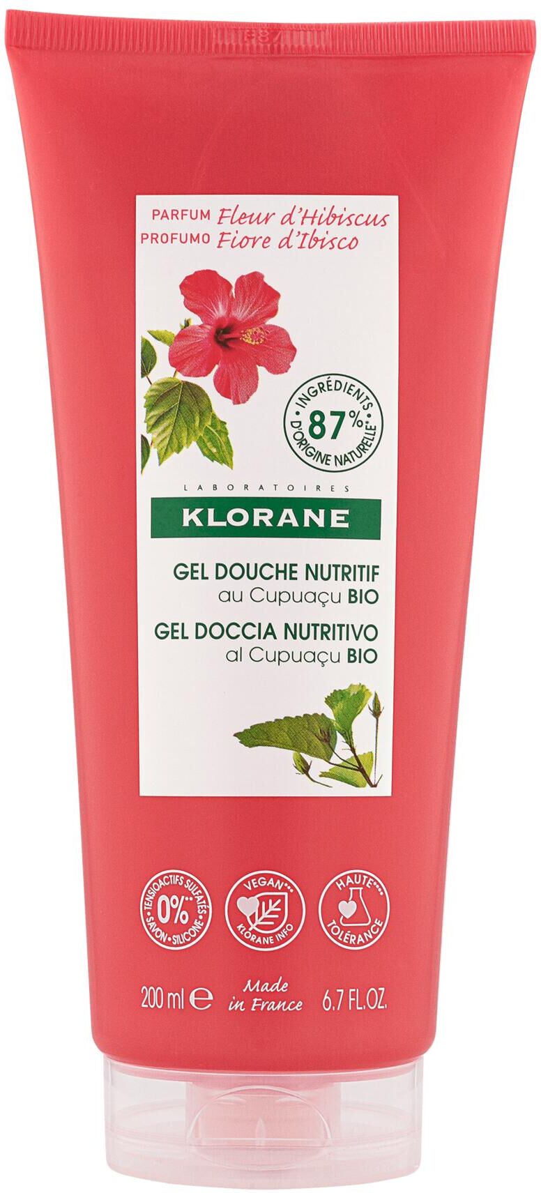 Klorane Gel Doccia Nutritivo Al Burro Di Cupuacu Bio Profumazione Fiore Di Ibisco 200ml