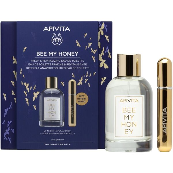 apivita cofanetto natale con bee my honey eau de toilette 100ml + profumo spray ricaricabile 8ml