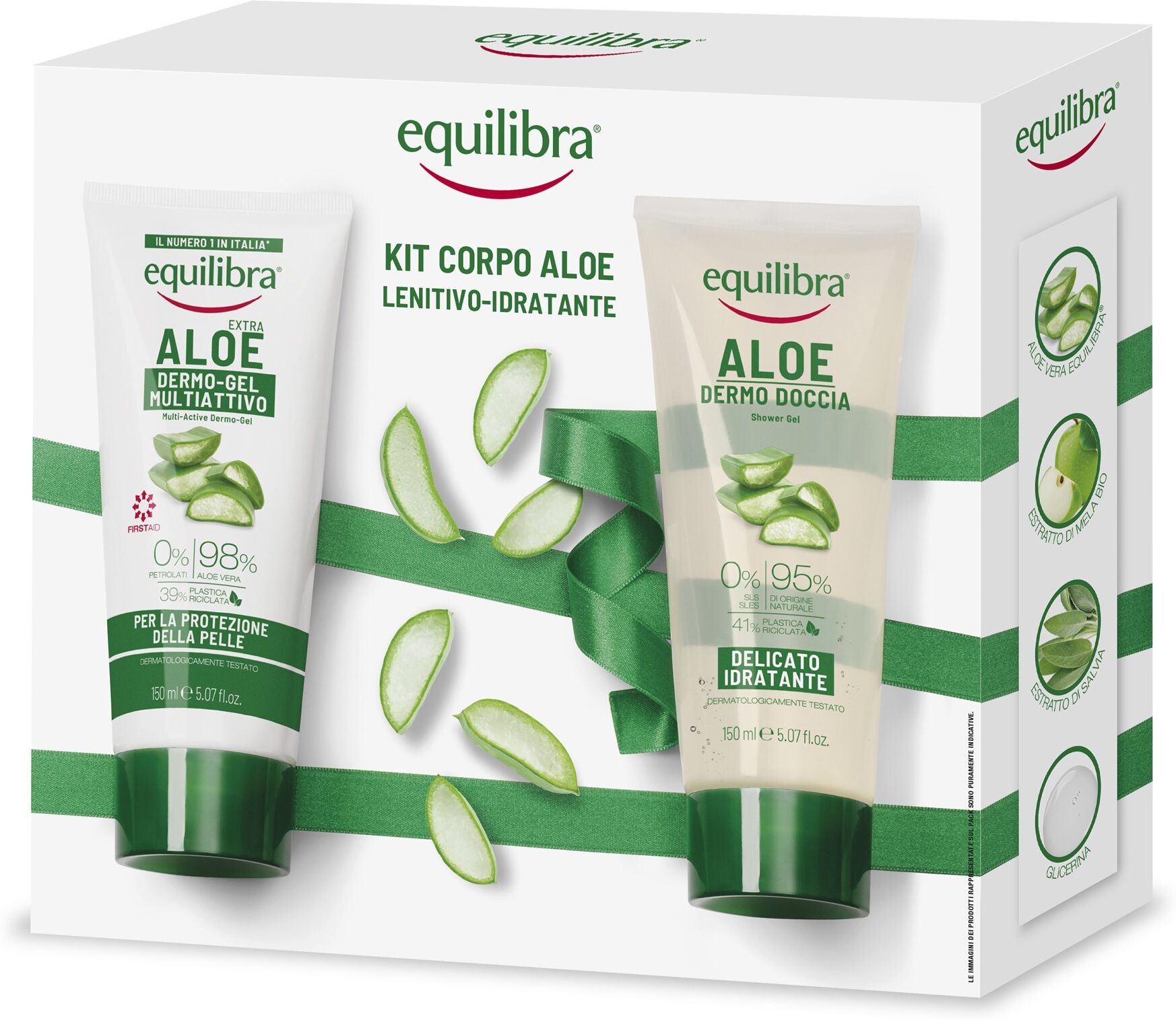 equilibra kit corpo aloe lenitivo dermo gel 150ml + dermo doccia 150ml