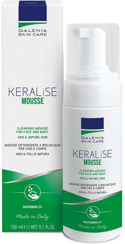 galenia keralise mousse detergente viso e corpo 150ml