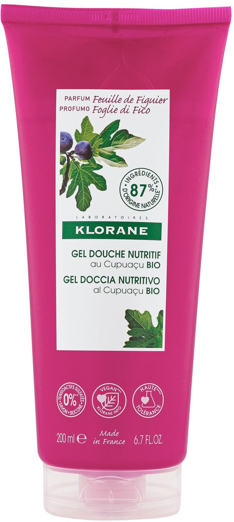 klorane gel doccia nutritivo al burro di cupuacu bio foglie di fico 200ml