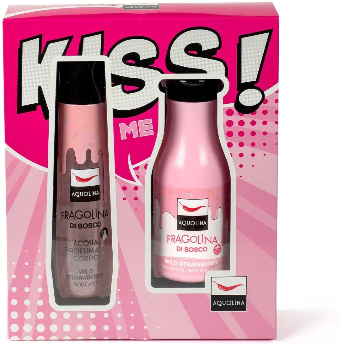 aquolina kiss me! cofanetto bagno doccia + latte corpo fragolina di bosco 250ml