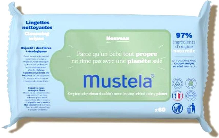 mustela salviette detergenti  prima infanzia 60 pezzi