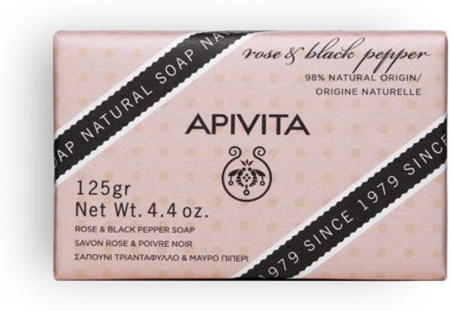 Apivita Natural Soap Sapone Solido Rosa E Pepe Nero 125g