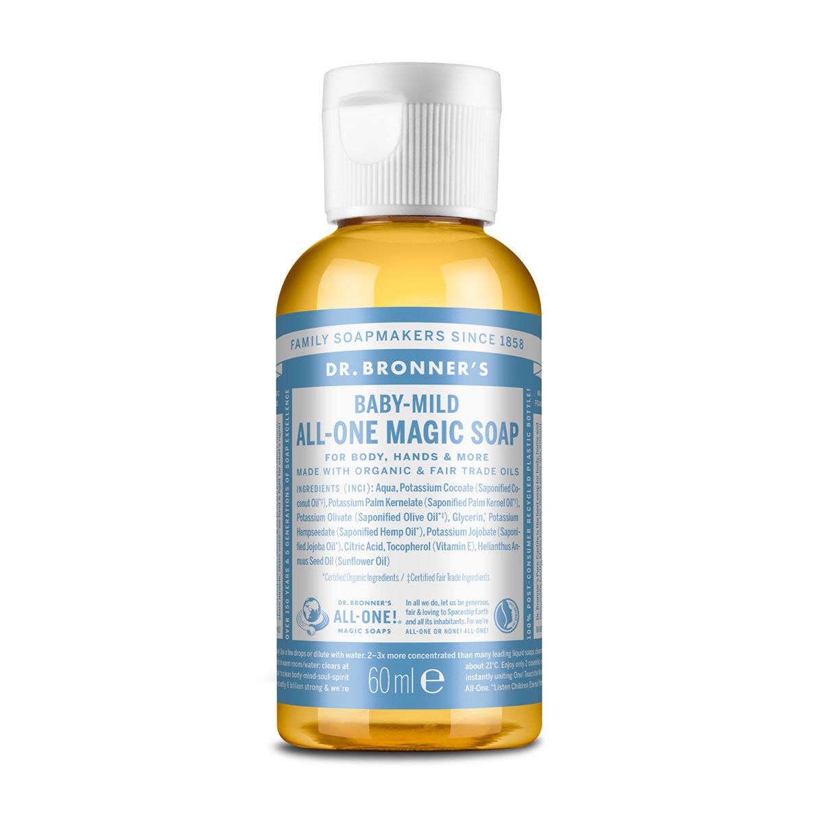 Dr. Bronner's 18 In 1 Liquid Soap Unscented 60ml