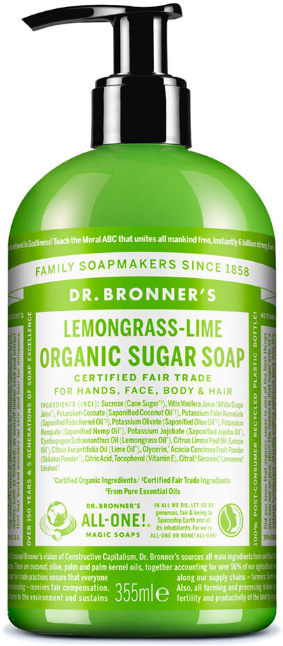 Dr. Bronner's Dr.bronner's Sapone Di Zucchero Bio Lemongrass And Lime 355ml