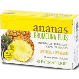 Farmaderbe Ananas Bromelina Plus Integratore Digestione Drenaggio 30 Compresse