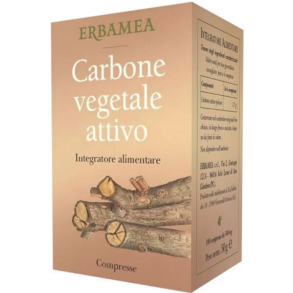 erbamea carbone vegetale attivo integratore intestino 100 capsule