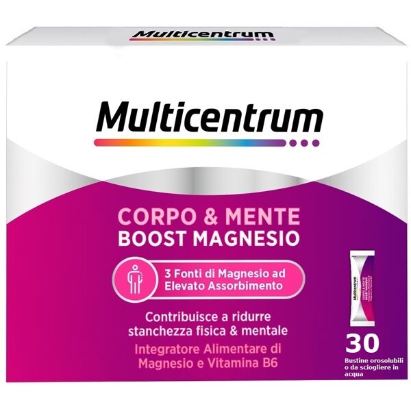 multicentrum boost magnesio integratore alimentare vitamina b6 magnesio pidolato stanchezza 30 bustine